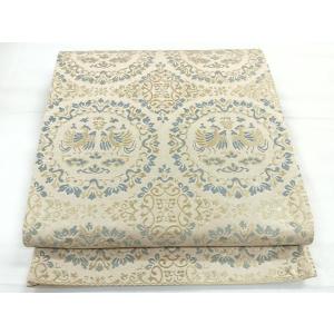 平和屋着物◎六通柄袋帯　向かい鳥花文　金糸　正絹　逸品　CABH1807nb