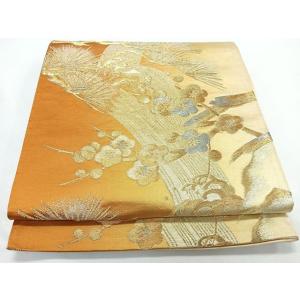 平和屋着物◎六通柄袋帯　浜松梅文　金銀糸　正絹　逸品　CABL1807nb