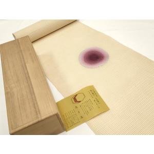 平和屋本店■極上　夏物　銀座　志ま亀　名古屋帯　帯反物　絽綴れ　総刺繍　丸文　丁子色　証紙・木箱付き...