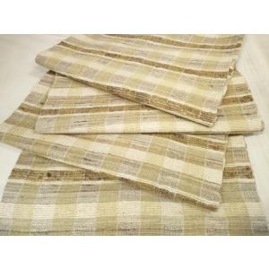 平和屋着物●インド・アッサム　野蚕糸　手織　ムガシルク　袋帯　帯反物　格子　逸品　未使用　DAAS6...