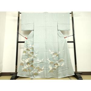 平和屋着物●創業460年・千總　色留袖　刺繍　霞枝梅松文　月白色地　金彩　三越扱い　正絹　逸品　DA...