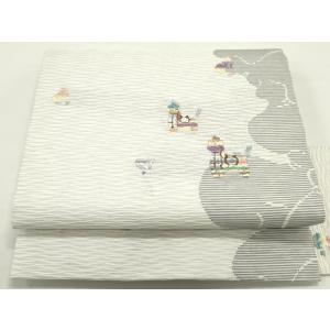 平和屋着物●九寸名古屋帯　すくい織　馬　瓢箪　正絹　逸品　DAAW6724ob