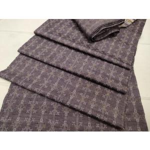 平和屋着物●紬　反物　着尺　読谷山花織　幾何学間道　逸品　未使用　DAAY7236zy