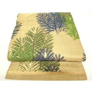 平和屋着物▼アンティーク　大正ロマン　丸帯　引き抜き帯　唐織　若松葉　正絹　逸品　DAAY9156a...