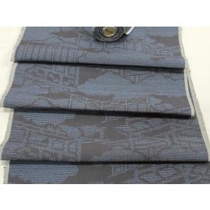 平和屋着物▼結城紬　反物　着尺　80亀甲　雲取り風景文　逸品　未使用　DABC7018we