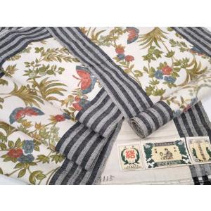 平和屋本店■極上　本場結城紬　重要無形文化財　帯反物　名古屋帯　舞蝶花文　証紙付き　逸品　未使用　D...