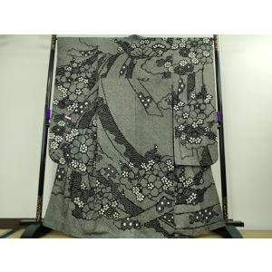 平和屋本店■極上　振袖　総絞り　蔓帯花文　黒地　逸品　DZAB0191kh5