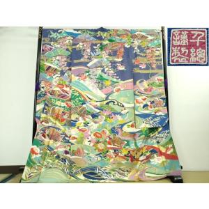 平和屋本店●最高級　創業460年・千總　振袖　刺繍　鴛鴦花文　金糸　銀通し地　松坂屋扱い　逸品　DZ...