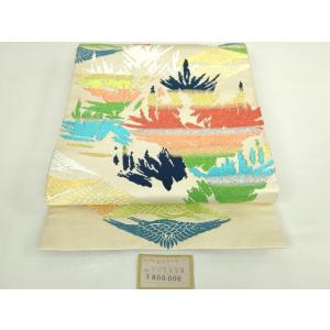 平和屋着物●極上　龍村晋謹製　太鼓柄袋帯　玉松寿鶴文錦　金銀糸　上代80万　紙タグ付き　逸品　DZA...