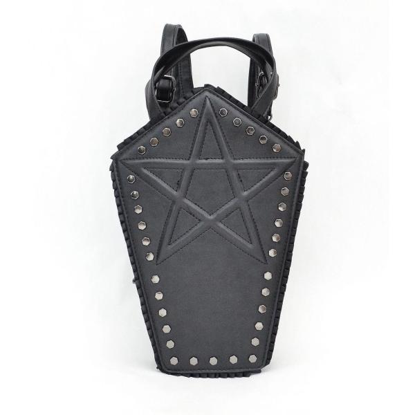 バッグ ハンドバッグ リュック コフィン 棺 ペンタグラム 五芒星 スター 星 スタッズ ブラック ...