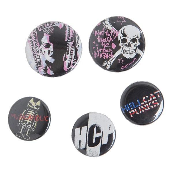 バッジ 缶バッジ ブローチ セット スカル ドクロ 髑髏 ロゴ リメイク ブラック ホワイト ピンク...