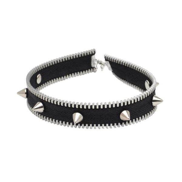 チョーカー 首輪 ジップ スパイク スタッズ 鋲 ブラック HELLCATPUNKS ヘルキャットパ...