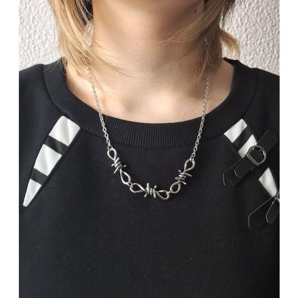 ネックレス 有刺鉄線 チェーン シルバー ユニセックス 男女兼用 HELLCATPUNKS ヘルキャ...