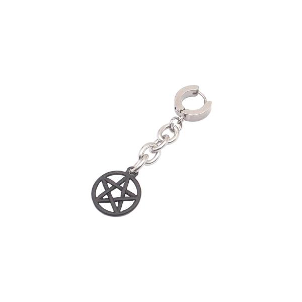 ピアス シングルピアス ペンタグラム 五芒星 シルバー ブラック ユニセックス 男女兼用 HELLC...