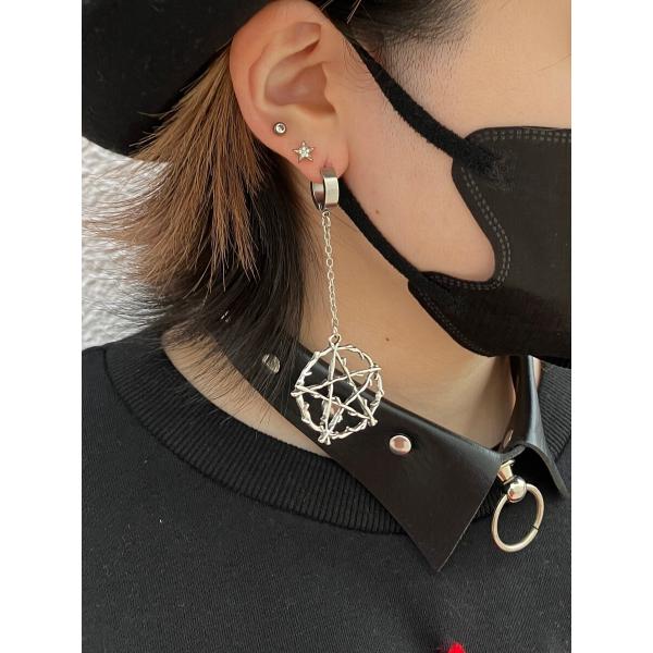 ピアス ペンタグラム 五芒星 星 シルバー ブラック ユニセックス 男女兼用 HELLCATPUNK...