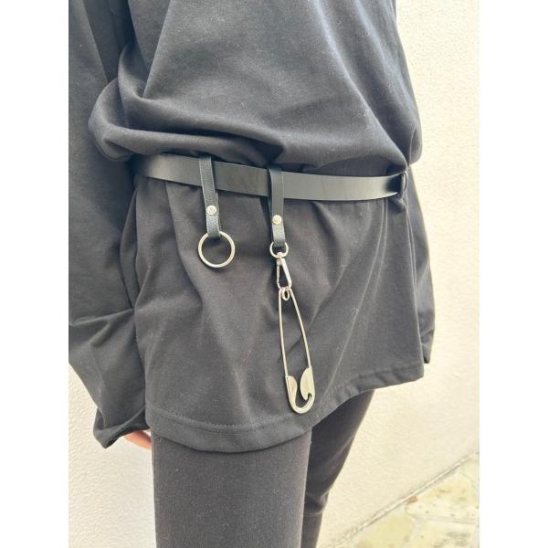 ベルト 安全ピン リング 合皮 ブラック Fサイズ ユニセックス HELLCATPUNKS ヘルキャ...