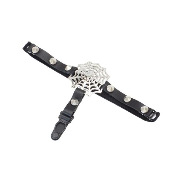 ガーター ニーハイ ソックス 靴下 蜘蛛の巣 クロス 十字架 スタッズ ブラック シルバー ホワイト...