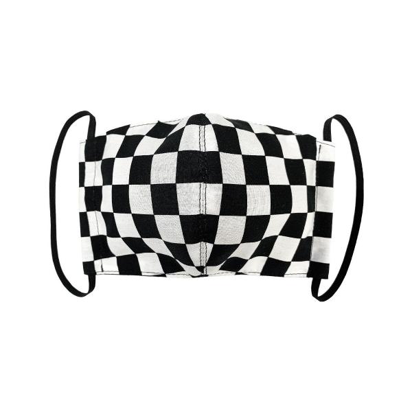 マスク 布マスク 立体マスク チェック 市松 ブラック ホワイト ユニセックス HELLCATPUN...