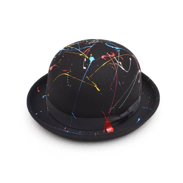 ハット 帽子 ボーラーハット ドリッピング ブラック ユニセックス 男女兼用 HELLCATPUNK...