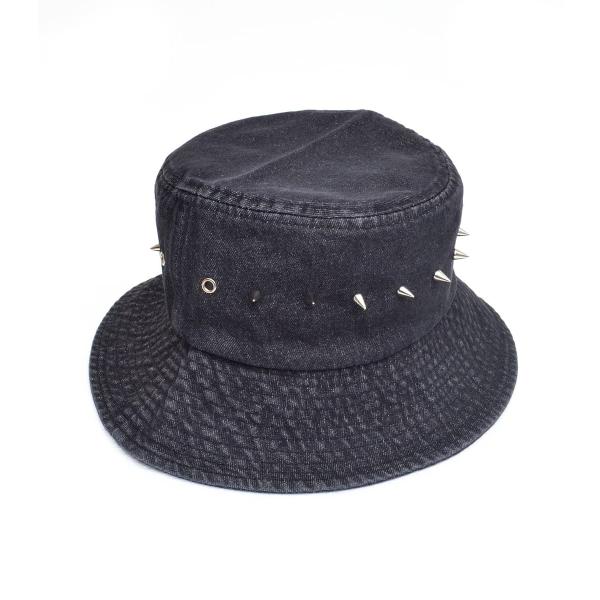 帽子 ハット バケットハット デニム スタッズ ブラック ユニセックス 男女兼用 HELLCATPU...