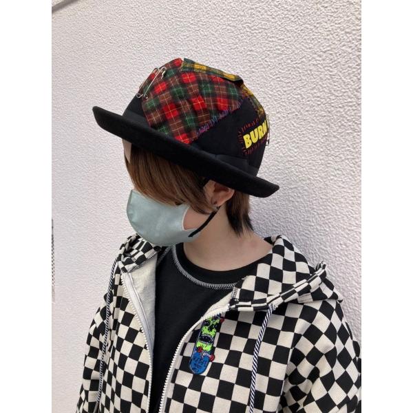 ボーラーハット 帽子 パッチワーク パッチ ブラック ユニセックス 男女兼用 HELLCATPUNK...