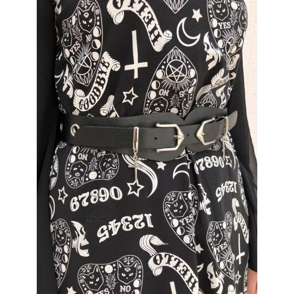 ベルト フェイクレザー 合皮 クロス 十字架 ハトメ ブラック フリーサイズ レディース HELLC...