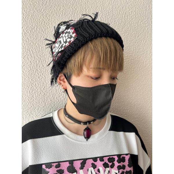 帽子 ニットキャップ ダメージ パッチ 安全ピン ブラック Fサイズ ユニセックス HELLCATP...