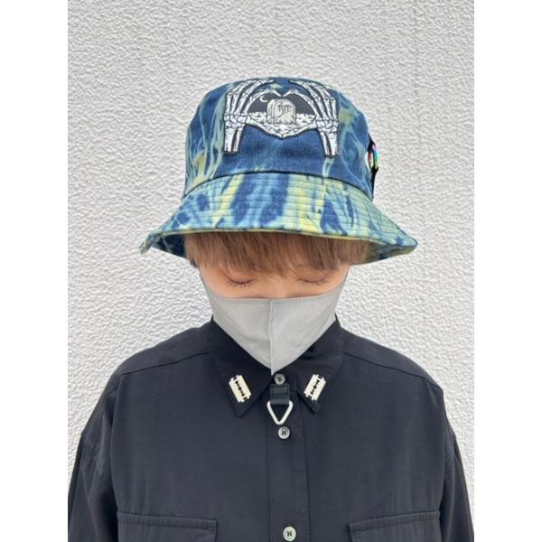 バケットハット タイダイ パッチ リング ブルー イエロー Fサイズ ユニセックス 男女兼用 HEL...