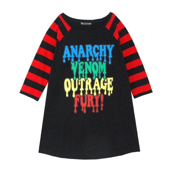 ワンピース Tシャツ レディース ラグラン フリーサイズ ブラック ホワイト HELLCATPUNK...