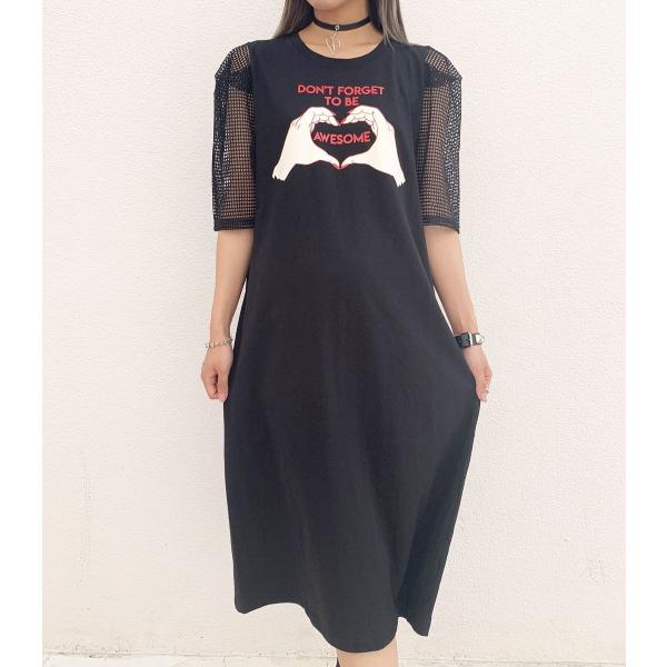 ワンピース レディース 半袖 フリーサイズ ゆったり ロング丈 マキシ丈 ブラック ピンク HELL...