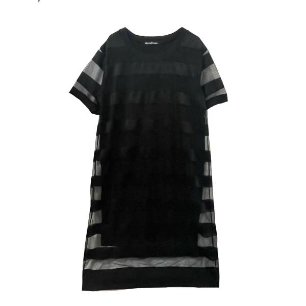 ワンピース 半袖 ボーダー シースルー ミモレ丈 長袖 ブラック レディース HELLCATPUNK...