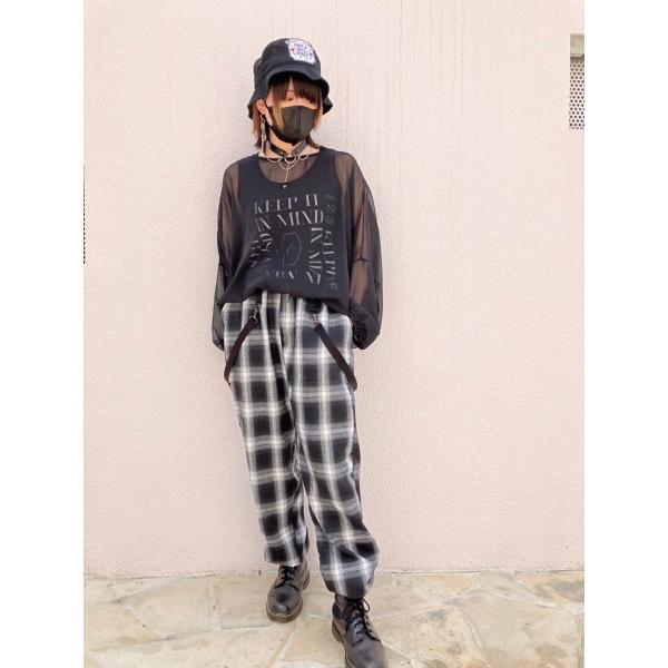 パンツ チェック サスペンダー ブラック ホワイト レッド Fサイズ レディース HELLCATPU...