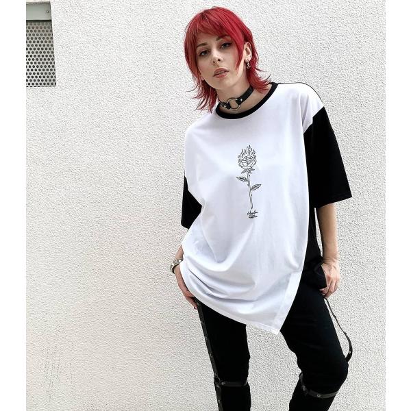 Tシャツ 半袖 アシンメトリー プリント ブラック ホワイト ラベンダー ユニセックス HELLCA...