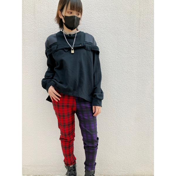 パンツ スキニー チェック レッド パープル Mサイズ Lサイズ ユニセックス BANNED APP...