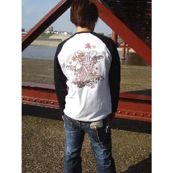和柄 Tシャツ メンズ 長袖 ロンT ロング 是空 刺繍 鯉 / bia597