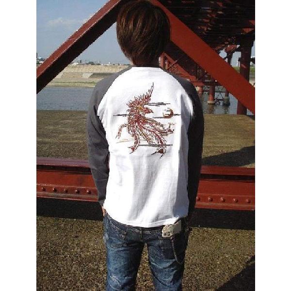 和柄 刺繍 Tシャツ メンズ 長袖 ロンT 是空 鳳凰 / bia598