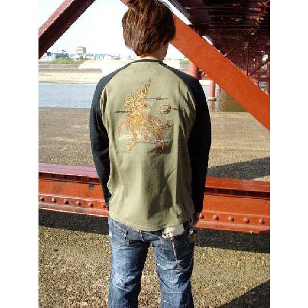 和柄 刺繍 Tシャツ メンズ 長袖 ロンT 是空 鳳凰 / bia599