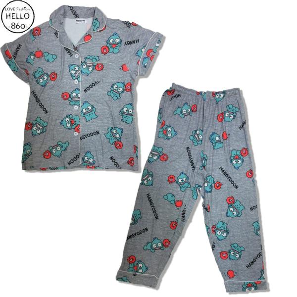 サンリオ ハンギョドン パジャマ 上下 セット 総柄 アメカジ レディース 半袖 長ズボン 薄手 春...