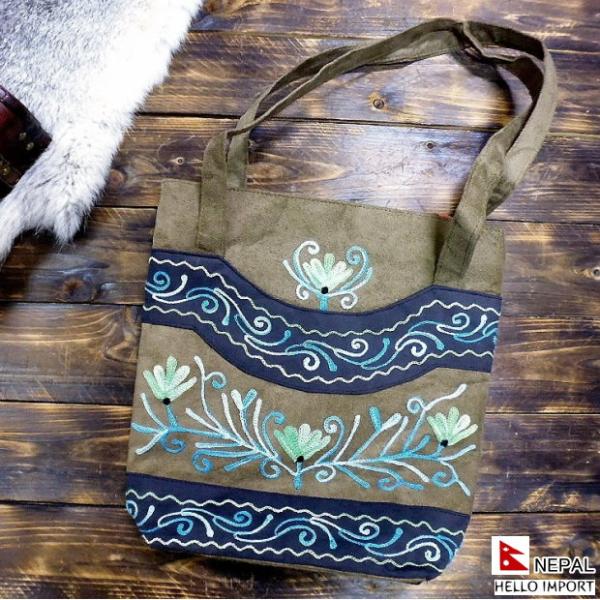 ネパール トートバッグ アジアン エキゾチック 鞄 花柄 ボタニカル柄 エスニック  /nepa-b...