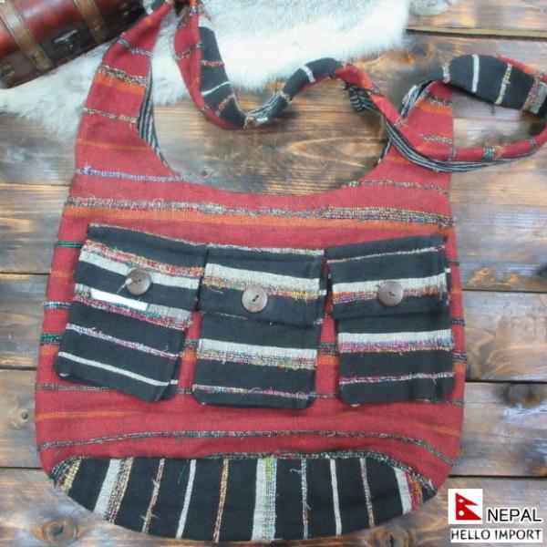 ネパール ショルダーバッグ アジアン エキゾチック ファッション エスニック 鞄 無地 /nepa-...