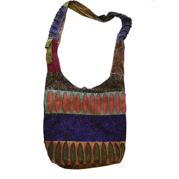 ネパール 水と砂利柄 クラッシュデザイン ショルダー ラマバッグ アジアン エキゾチック ファッショ...