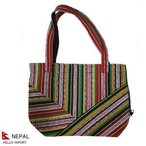 ネパール ゲリ織 トートバッグ ストライプ柄 アジアン エキゾチック ファッション エスニック 鞄 /nepa-ba35｜hello-import