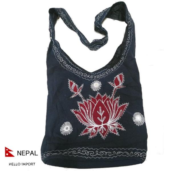 ネパール 蓮の花 ボタニカル柄 ラマバッグ アジアン エキゾチック ファッション エスニック 鞄 か...