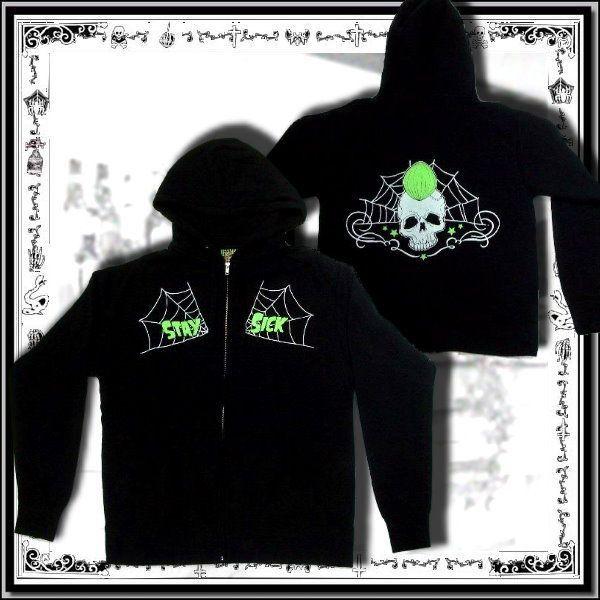 廃盤 パンク ファッション メンズ パーカー 黒 スカル柄 M相当 /rfa017