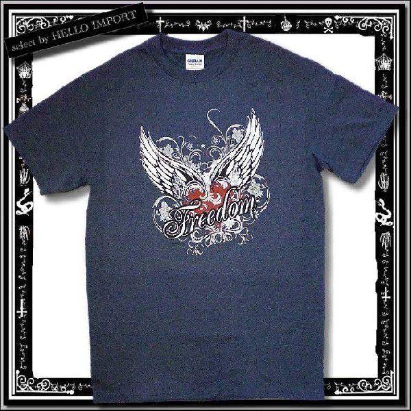 訳あり メンズ 半袖 Tシャツ アメカジ freedom柄 /rfa085-s3
