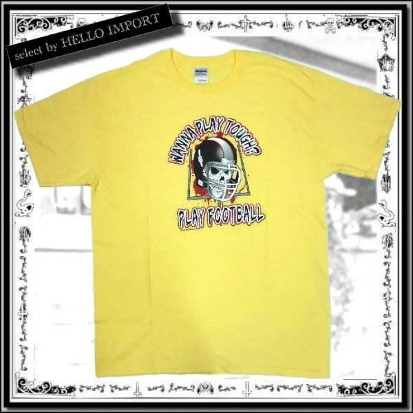 訳あり メンズ 半袖 Tシャツ 大きいサイズ 流血 スカル フットボール柄 /rfa086-L17