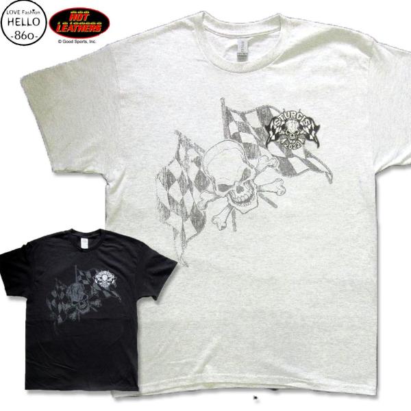 ホットレザーズ イベントT スタージス メンズ 半袖 Tシャツ スカル フラッグ 柄 服 大きいサイ...