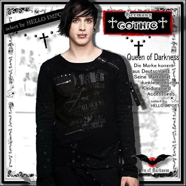 ゴシック メンズ カットソー 長袖 ファッション 服 黒 送料無料 再入荷 /rfa143