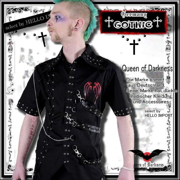 再無 生産終了 ゴシック メンズ チェーン付 半袖 ファッション 服 黒 送料無料 再入荷x2 / ...