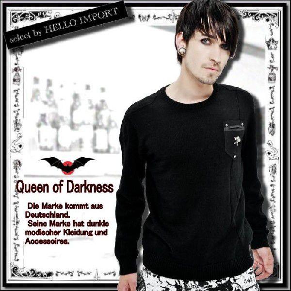 ゴシック メンズ ニット セーター スカル ダメージ加工 服 パンク ファッション 黒 送料無料 /...